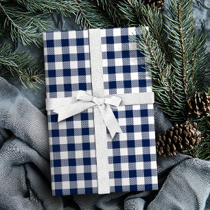 Buffalo Karo Gingham Muster navyblau Geschenkpapier