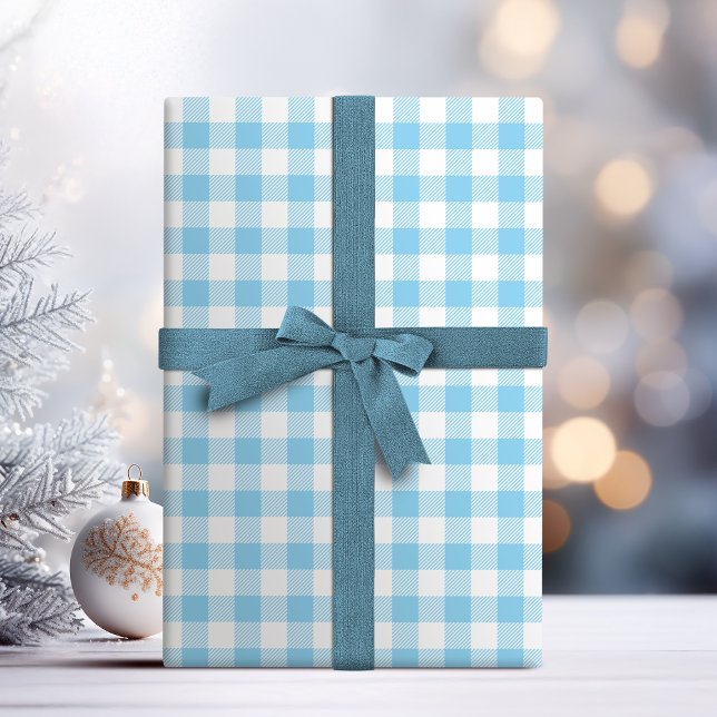 Buffalo Karo Gingham Muster pastellblau Geschenkpapier (Buffalo Check gingham pattern pastel blue Wrapping Paper)