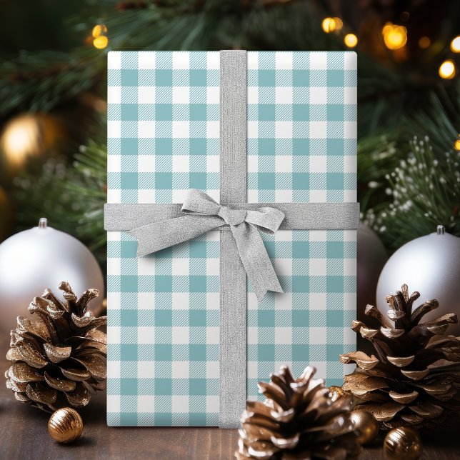 Buffalo Karo Gingham Muster staubig türkis Geschenkpapier (Buffalo Check gingham pattern dusty turquoise Wrapping Paper)