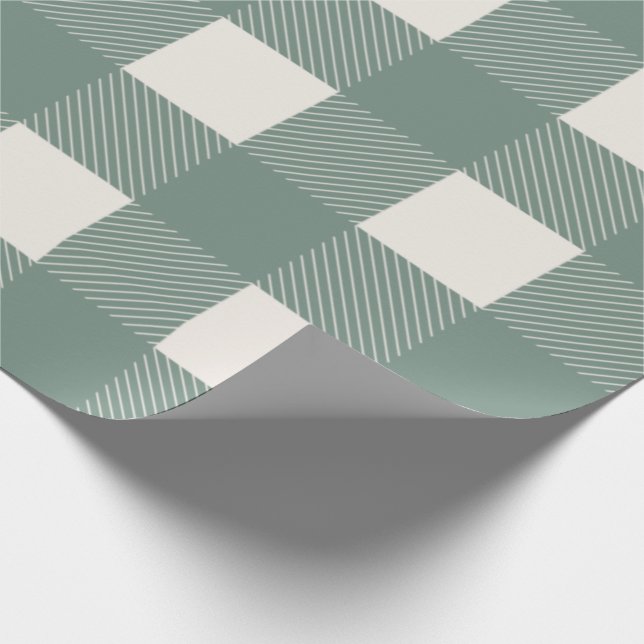 Buffalo Karo Green Simple Stylish Trendy Geschenkpapier (Ecke)