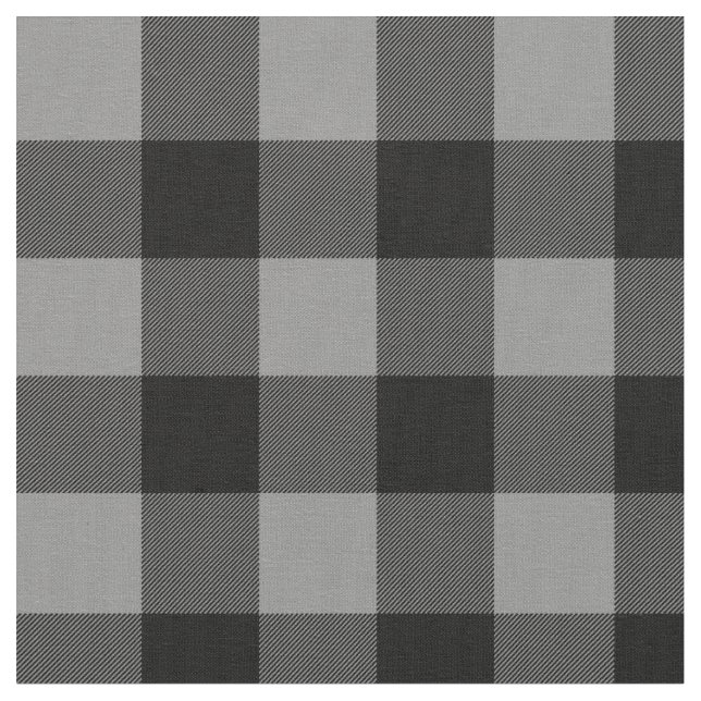 Buffalo Karo Grey and Black Squares Kariert Stoff (Nahaufnahme)