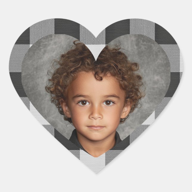 Buffalo Karo Herz Foto-Aufkleber Individuelles Bil Herz-Aufkleber (Vorderseite)