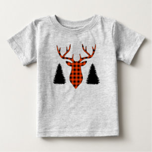 Buffalo Karo Hirsch Kiefernbäume Baby T-shirt
