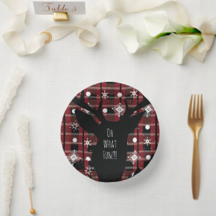 Buffalo-Karo-Hirsch-Schneeflocken-Weihnachtsfeier  Pappteller