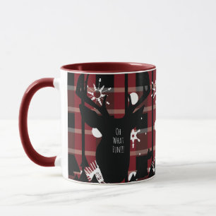 Buffalo-Karo-Hirsch-Schneeflocken-Weihnachtsfeier  Tasse