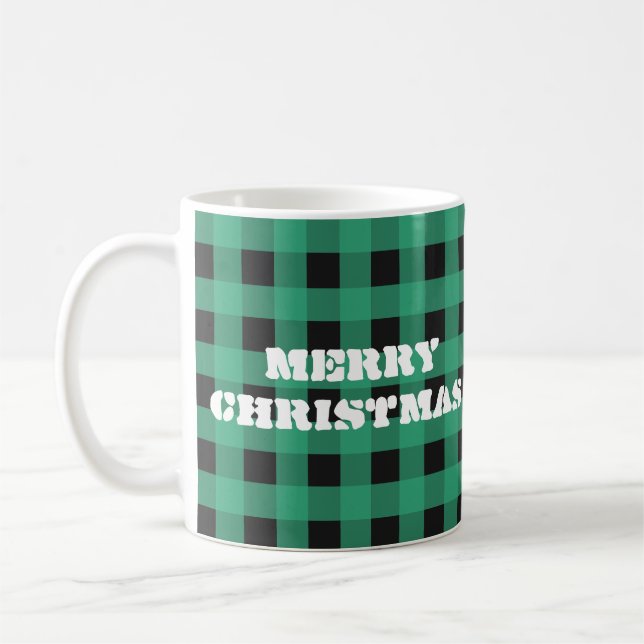 Buffalo Karo Kariert Custom Monogram Christmas Kaffeetasse (Links)