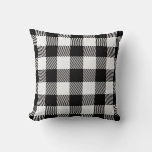 Buffalo Karo Kariert Gingham Black and White Kissen