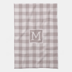 Buffalo Karo Kariert Gingham Karo Beige Monogram Geschirrtuch
