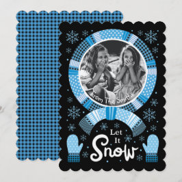 Buffalo Karo Lassen Sie es Schnee Foto Blau Feiertagskarte