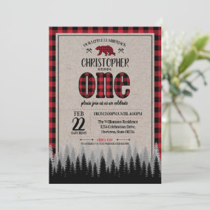 Buffalo Karo Lumberjack Boy's 1. Geburtstag Einladung