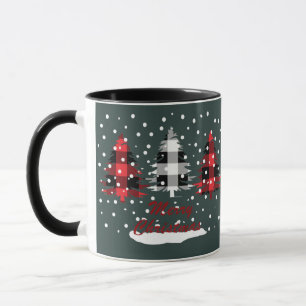 Buffalo-Karo-muster verzierte Weihnachts-Tannenbäu Tasse