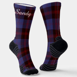 Buffalo-Karo navyblau rot Monogramm Name Socken