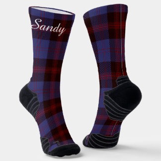 Buffalo-Karo navyblau rot Monogramm Name Socken