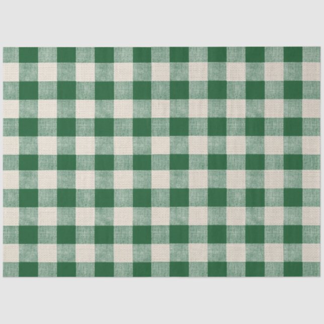 Buffalo Karo Nuetral & Green Decoupage Seidenpapier (Vorderseite)