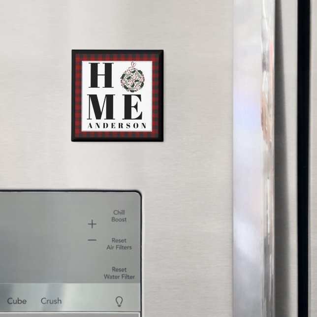 Buffalo Karo Ornament "Zuhause" personalisiert Magnet (In Situ (Kühlschrank))