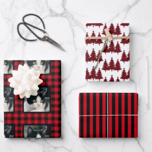Buffalo Karo Pet Foto Weihnachten Geschenkpapier Set