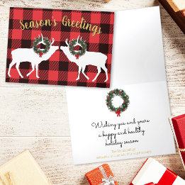 Buffalo-Karo-Plaid-Elch-Weihnachtskranz individuel Feiertagskarte