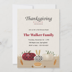 Buffalo-Karo-Pumpkin-Rustikal Thanksgiving-Dinner Einladung
