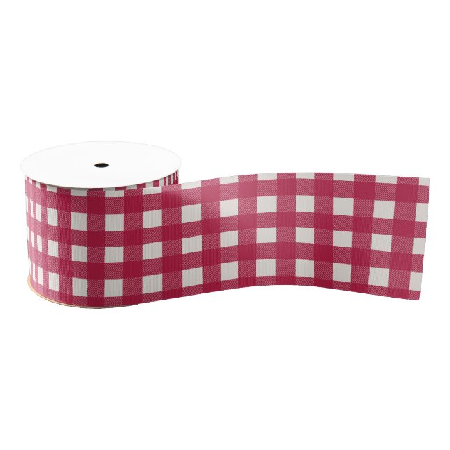 Buffalo Karo Red Grosgrain Einfache Weihnachtsfeie Ripsband (Spule)