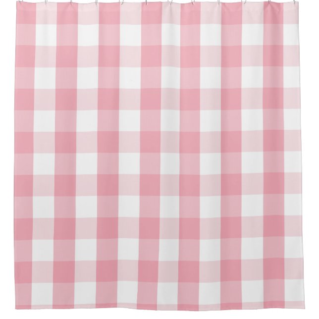 Buffalo Karo Rosa und weißer Duschvorhang (Vorderseite)