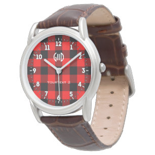 Buffalo Karo Rot und Schwarz Lumberjack Karierte D Armbanduhr