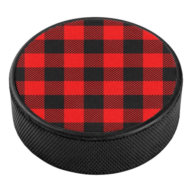 Buffalo Karo Rot und Schwarz Lumberjack Karierte D Eishockey Puck (3/4)