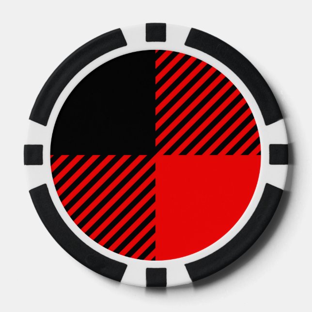 Buffalo Karo Rot und Schwarz Lumberjack Karierte D Pokerchips (Vorderseite)