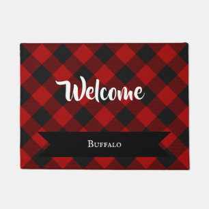 Buffalo Karo Rot und Schwarze Quadrate Kariert Fußmatte