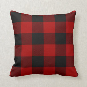Buffalo Karo Rot und Schwarze Quadrate Kariert Kissen