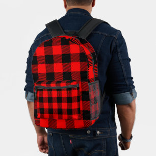 Buffalo Karo Rot und Schwarzer Lumberjack Kariert Bedruckter Rucksack