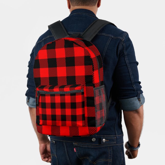 Buffalo Karo Rot und Schwarzer Lumberjack Kariert  Bedruckter Rucksack (Insitu (Modell))