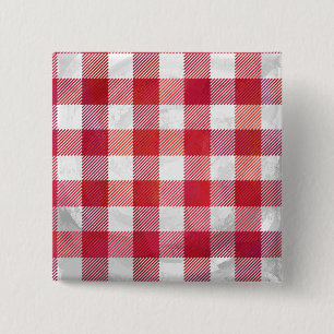 Buffalo Karo Rot und Weiß Button