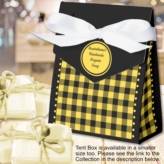 Buffalo Karo - Schwarz und Gelb - 4x2x5 Zent Geschenkschachtel (Buffalo Check - Black and Yellow - 4x2x5 Tent Favor Boxes - by Leapfroglisics Shop)