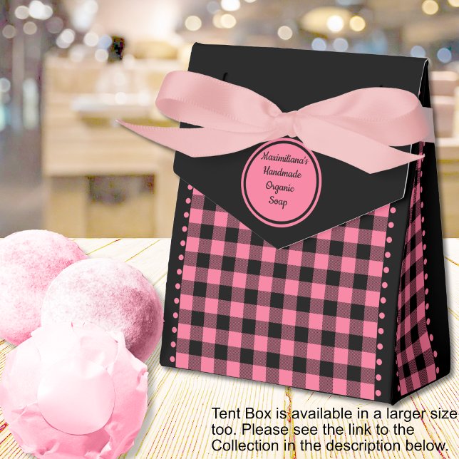 Buffalo Karo - Schwarz und Rosa - 3x1.5x3.25 Zent Geschenkschachtel (Buffalo Check - Black and Pink - 3x1.5x3.25 Tent Favor Boxes - by Leapfroglisics Shop)