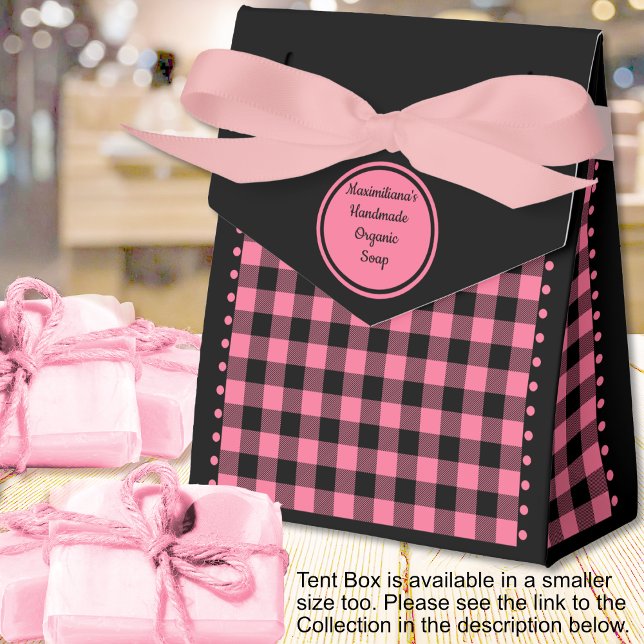 Buffalo Karo - Schwarz und Rosa - 4x2x5 Zent Geschenkschachtel (Buffalo Check - Black and Pink - 4x2x5 Tent Favor Boxes - by Leapfroglisics Shop)