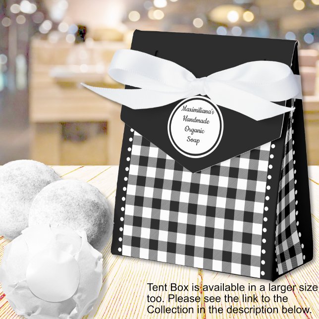 Buffalo Karo - Schwarz und Weiß - 3x1.5x3.25 Zent Geschenkschachtel (Buffalo Check - Black and White - 3x1.5x3.25 Tent Favor Boxes - by Leapfroglisics Shop)