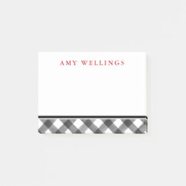 Buffalo Karo Schwarz & Weiß Kariert Personalisiert Post-it Klebezettel
