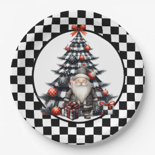 Buffalo Karo Schwarz-Weiß-Weihnachten  Pappteller