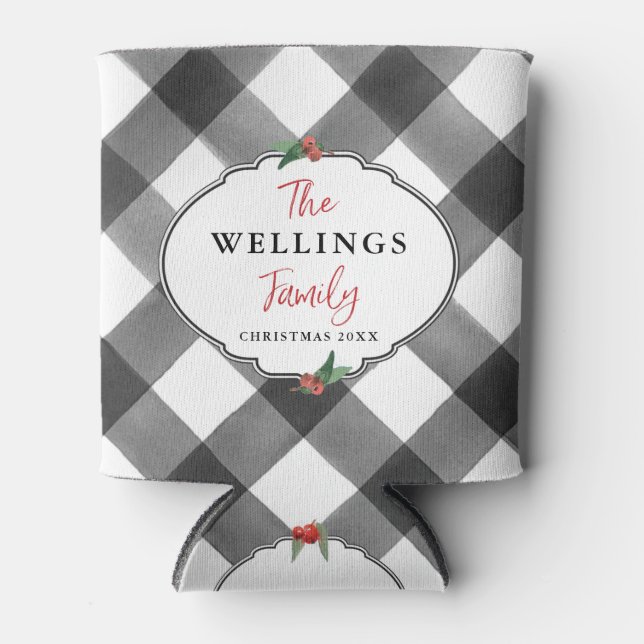 Buffalo Karo Schwarz & Weiß Weihnachtsfest Party D Dosenkühler (Vorderseite)
