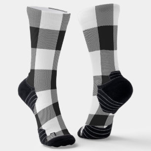 Buffalo Karo Weiß und Schwarz Quadrate Kariert Socken