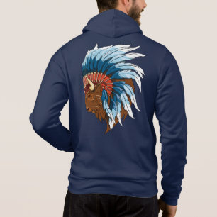 Buffalo Kopf mit indianischer Hitze Hoodie