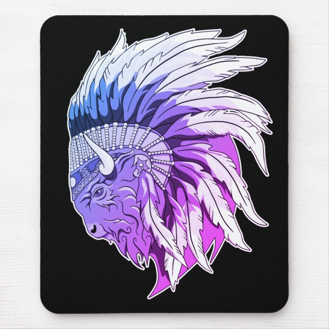 Buffalo Kopf mit indianischer Hitze Mousepad (Vorne)