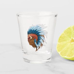 Buffalo Kopf mit indianischer Hitze Schnapsglas
