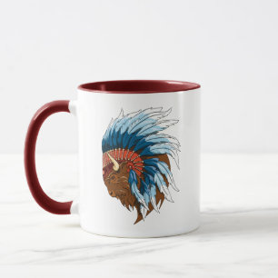 Buffalo Kopf mit indianischer Hitze Tasse
