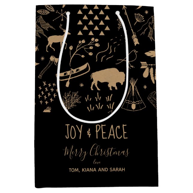 Buffalo Kraft Paper Joy & Peace ID599 Mittlere Geschenktüte (Vorderseite)