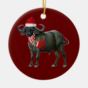 Buffalo mit Hat Scaft Weihnachten Keramik Ornament