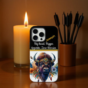 Buffalo mit lebhaften Blume und Federn iPhone 16 Pro Max Hülle