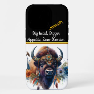 Buffalo mit lebhaften Blume und Federn iPhone 16 Pro Max Hülle