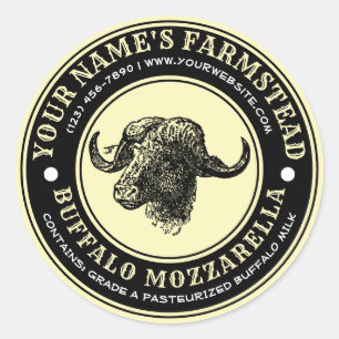 Buffalo Mozzarella Käse Vintage Etikettenvorlage Runder Aufkleber