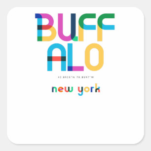 Buffalo New York Mitte des Jahrhunderts, Pop Art, Quadratischer Aufkleber